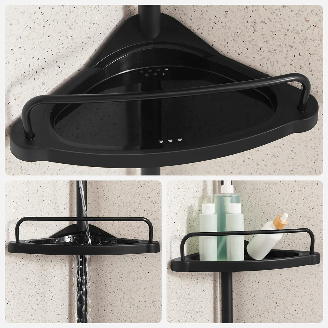 Dusch-Eckregal,verstellbare Duschablagen, Badezimmer-Organizer, Schwarz
