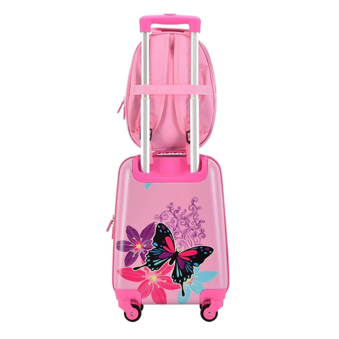 BONTOUR 2-teiliges Kinderkoffer-Set, Rucksack + Reisegepäck (Schmetterling)