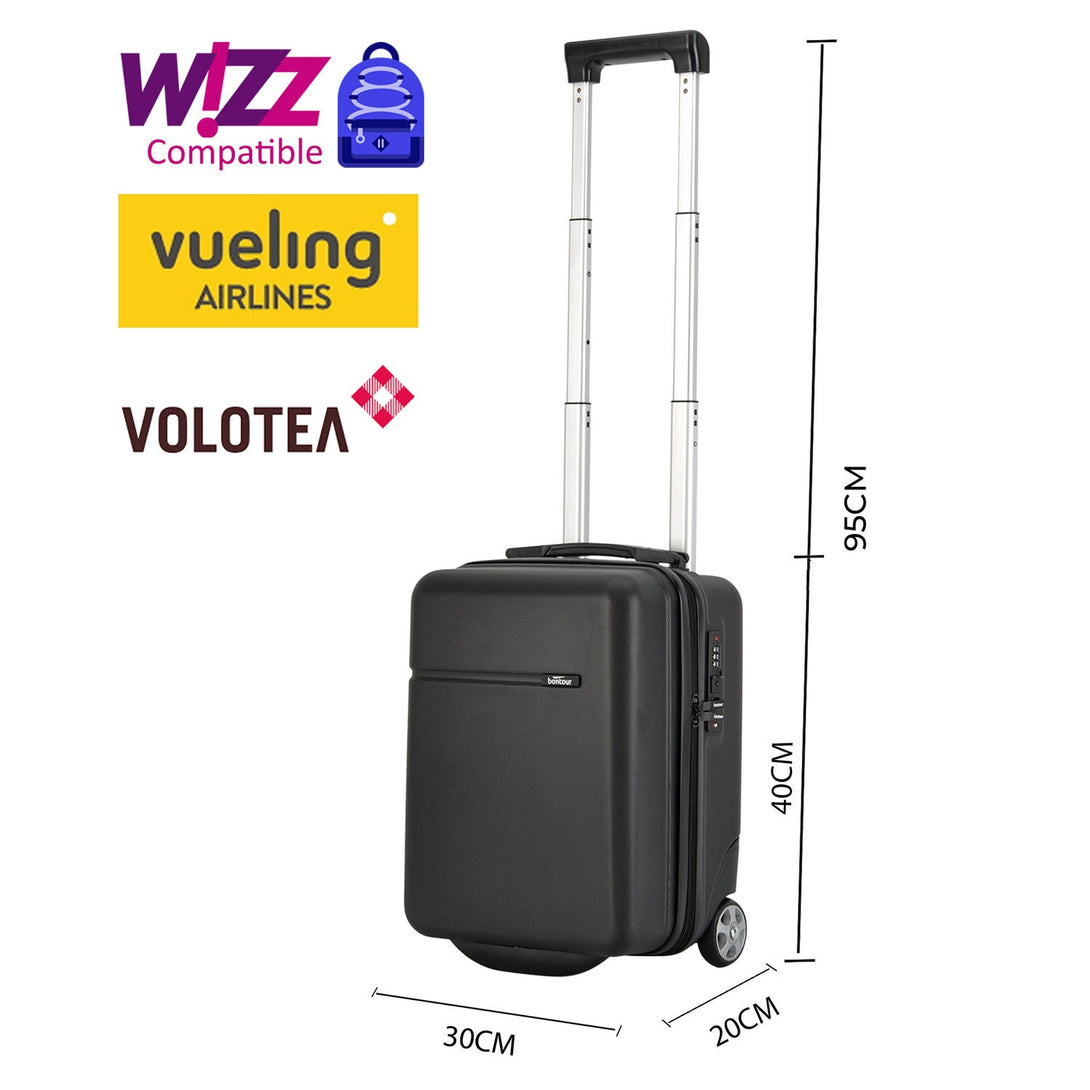 BONTOUR CabinOne WizzAir/Vueling/Volotea Handgepäck Bordgepäck Koffer, schwarz