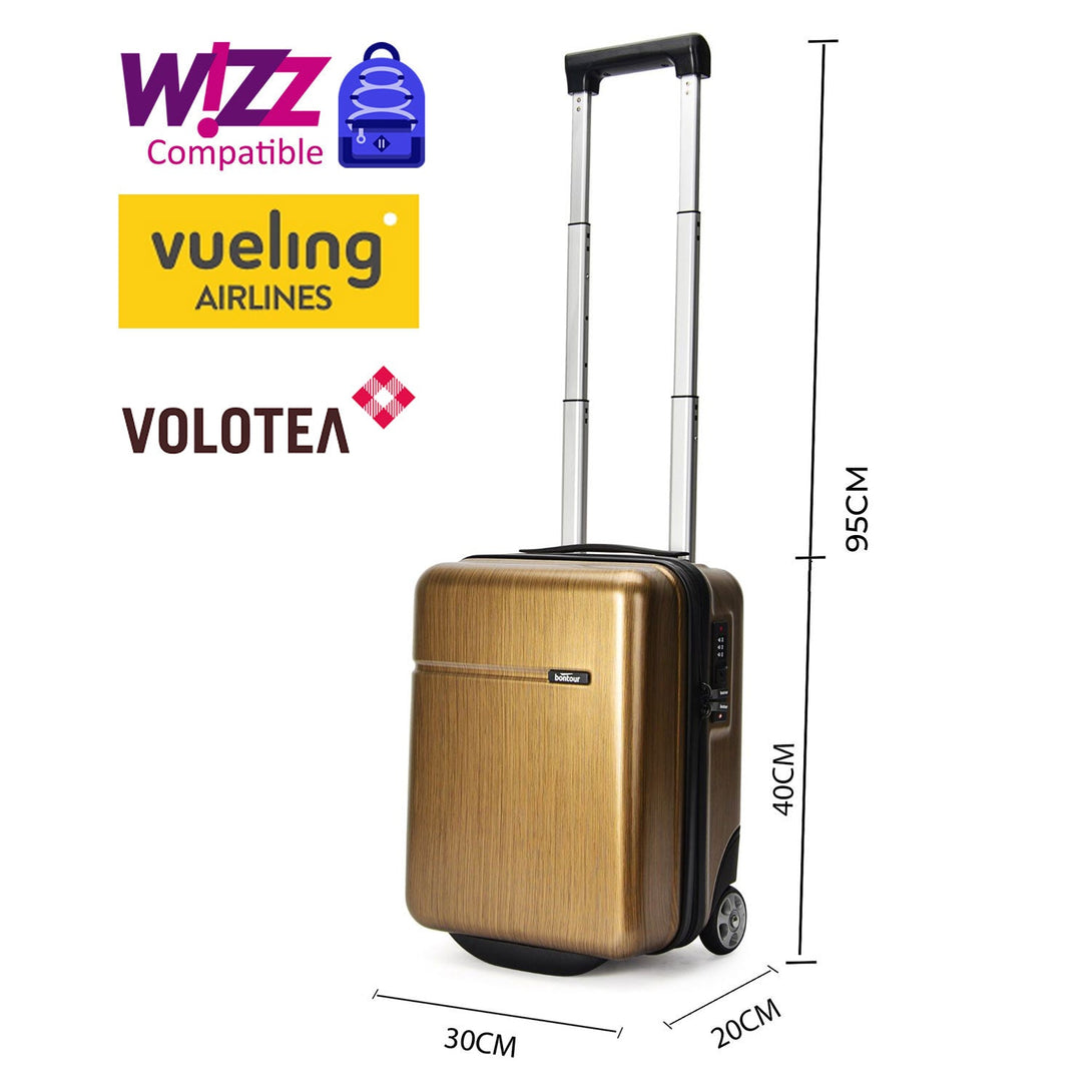 BONTOUR CabinOne WizzAir/Vueling/Volotea Handgepäck Bordgepäck Koffer,Antikes Gold