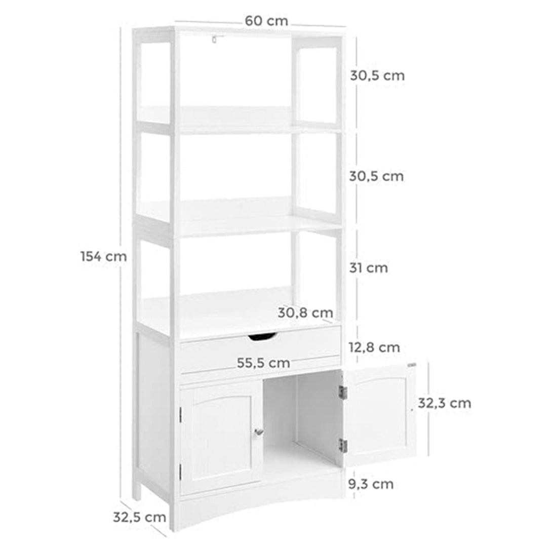 Badezimmerschrank, Hochschrank, freistehendes Bücherregal, weiss