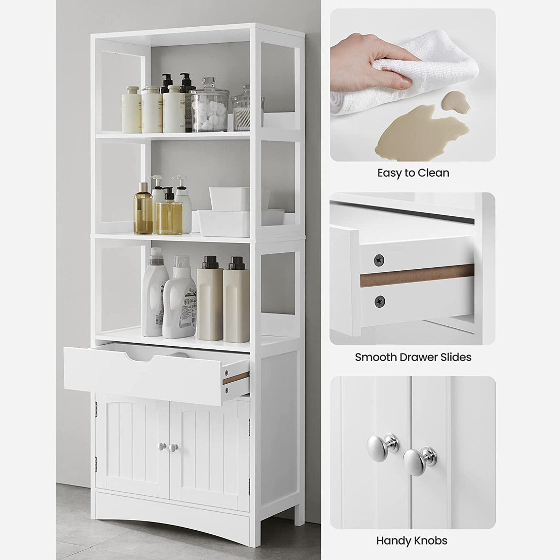 Badezimmerschrank, Hochschrank, freistehendes Bücherregal, weiss