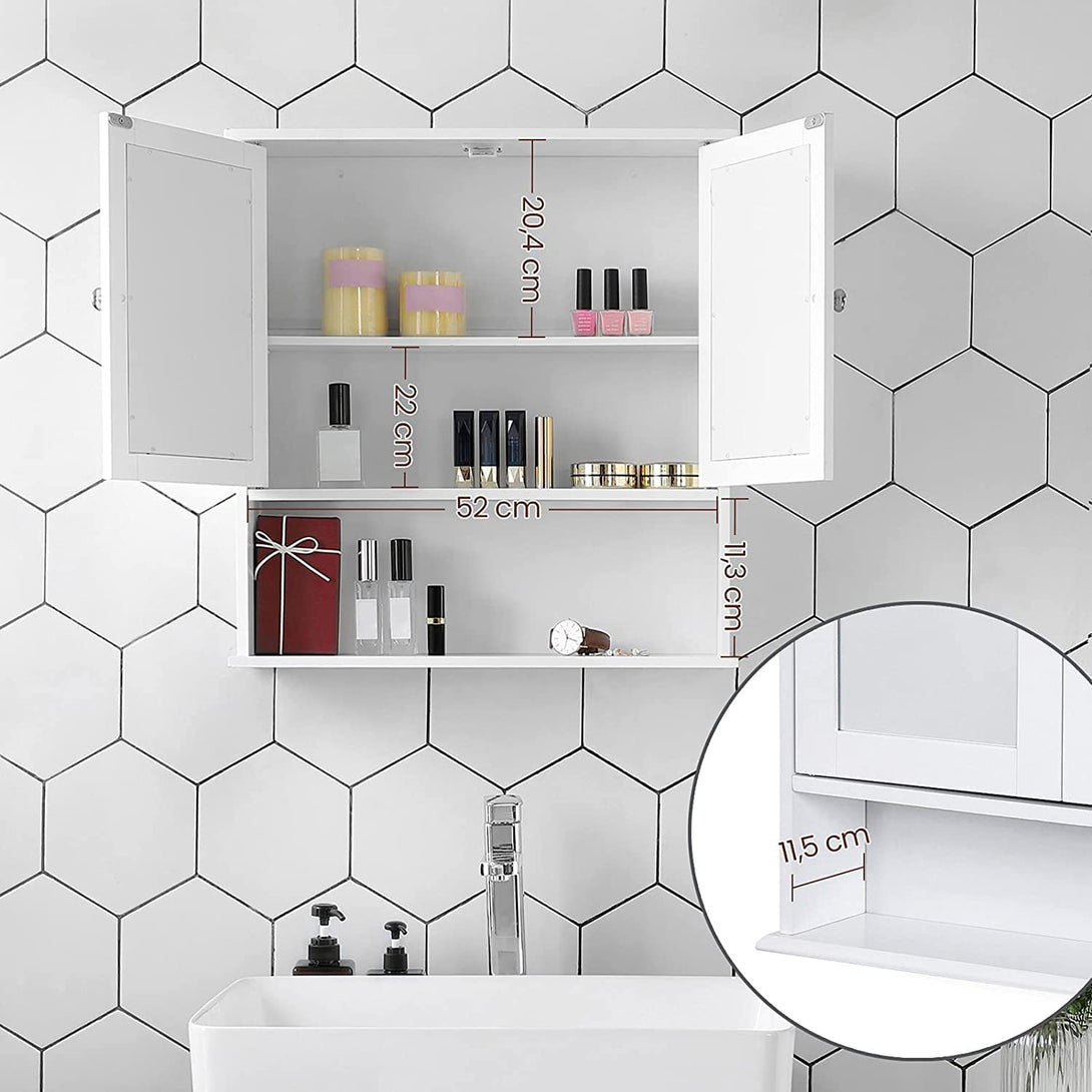 Badezimmerschrank mit Doppelspiegeltüren,Kleiderschrank, weiss