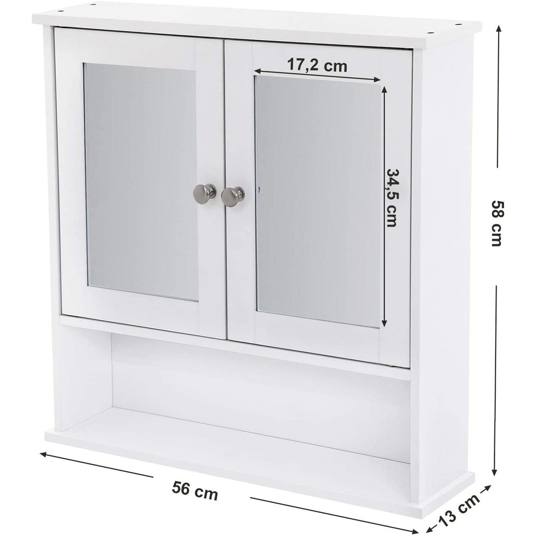 Badezimmerschrank mit Doppelspiegeltüren,Kleiderschrank, weiss