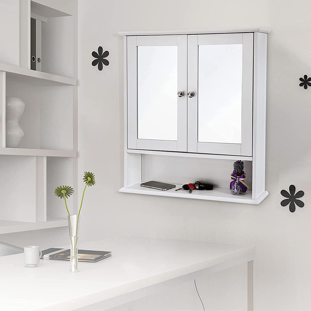 Badezimmerschrank mit Doppelspiegeltüren,Kleiderschrank, weiss