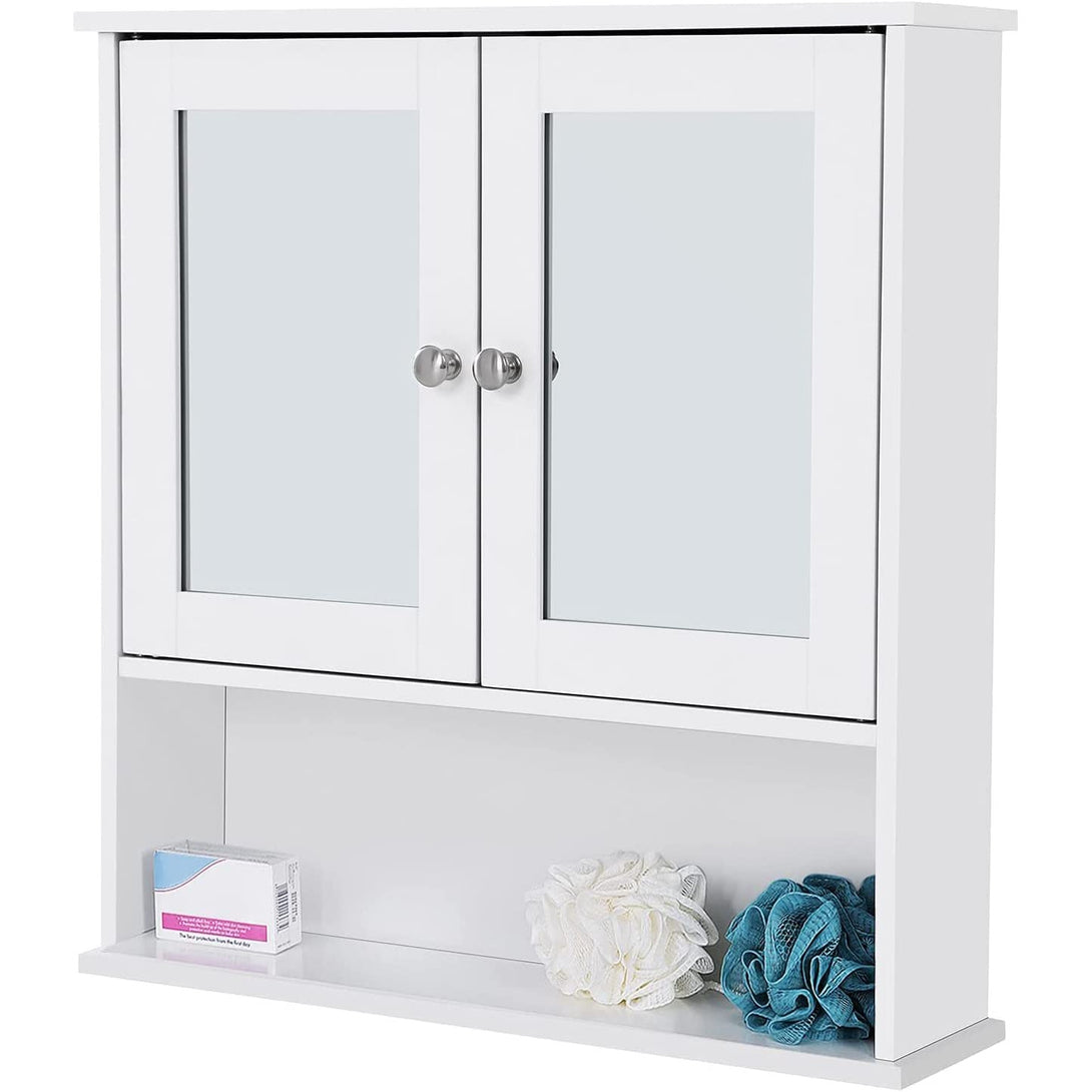Badezimmerschrank mit Doppelspiegeltüren,Kleiderschrank, weiss