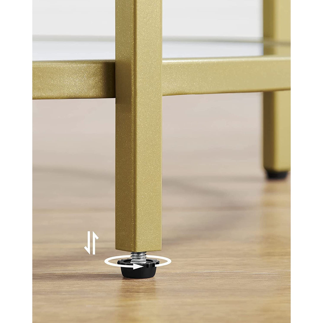 Beistelltisch rund, kleiner Couchtisch aus gehärtetem Glas, gold