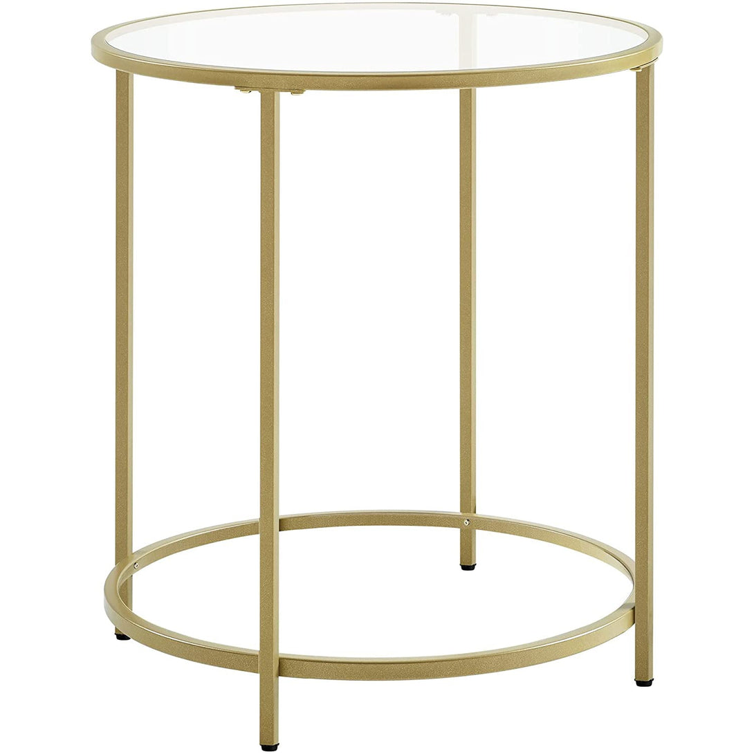 Beistelltisch rund, kleiner Couchtisch aus gehärtetem Glas, gold