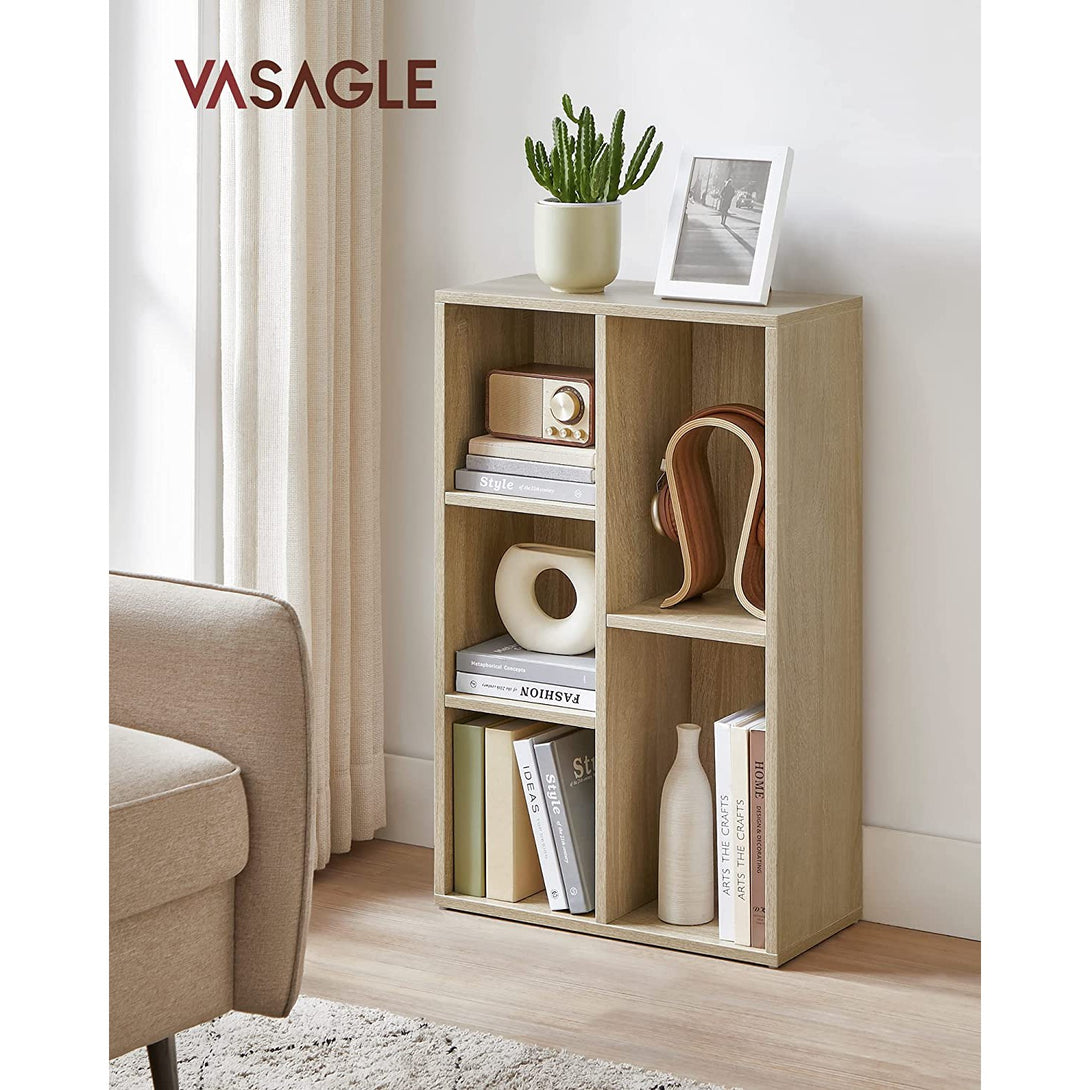 5-stöckiges Bücherregal, Bücherschrank Vitrine, eichenfarbe