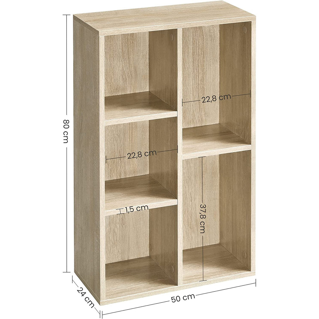 5-stöckiges Bücherregal, Bücherschrank Vitrine, eichenfarbe