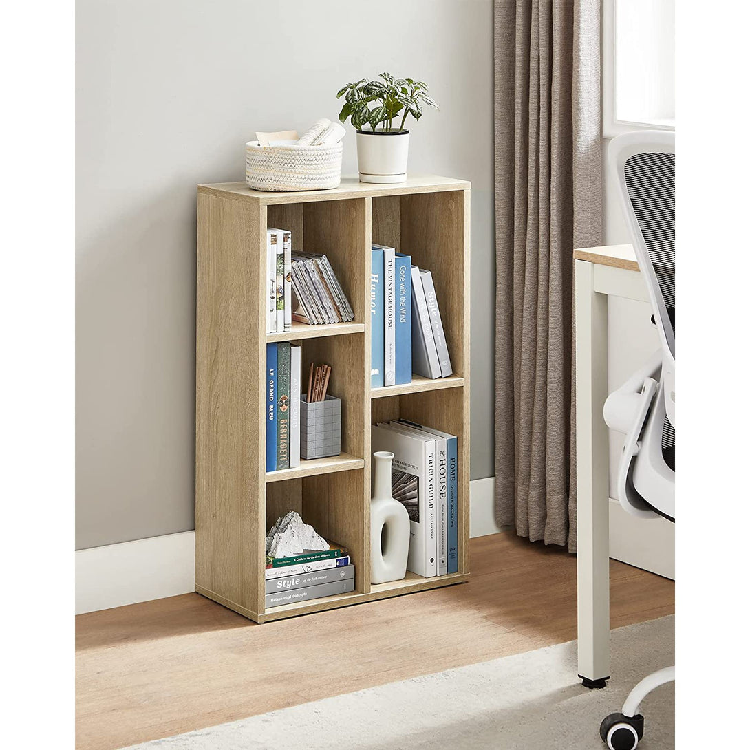 5-stöckiges Bücherregal, Bücherschrank Vitrine, eichenfarbe