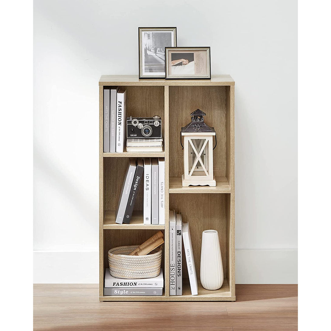 5-stöckiges Bücherregal, Bücherschrank Vitrine, eichenfarbe