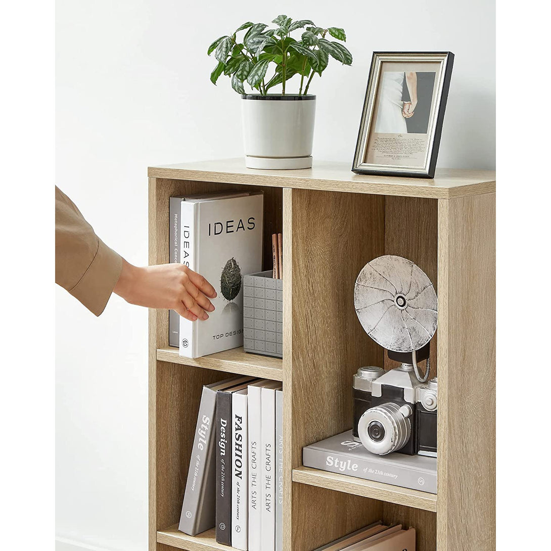 5-stöckiges Bücherregal, Bücherschrank Vitrine, eichenfarbe
