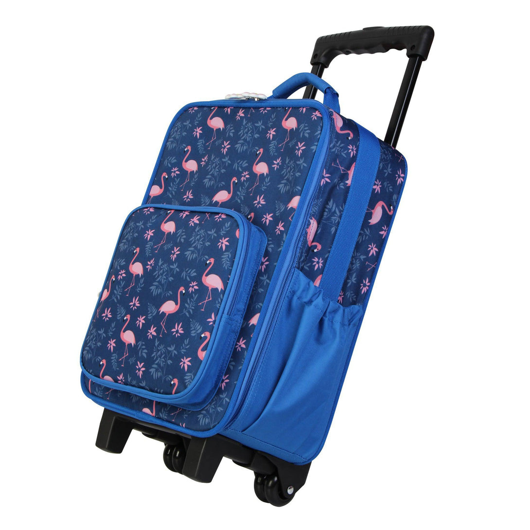 Canvas Kinderkoffer mit 2 Rollen und gratis Sporttasche, Flamingo-Muster BONTOUR