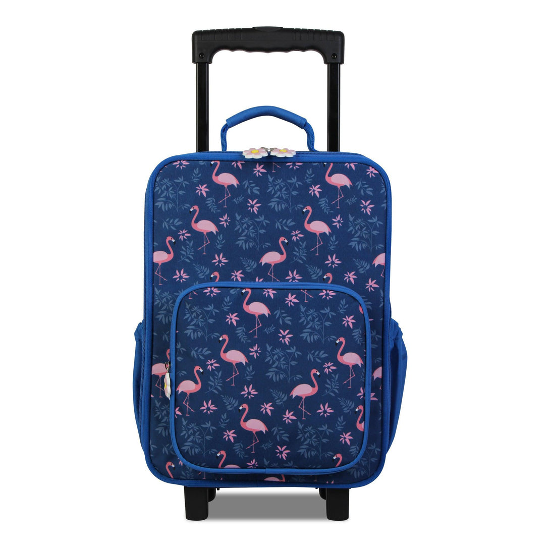 Canvas Kinderkoffer mit 2 Rollen und gratis Sporttasche, Flamingo-Muster BONTOUR