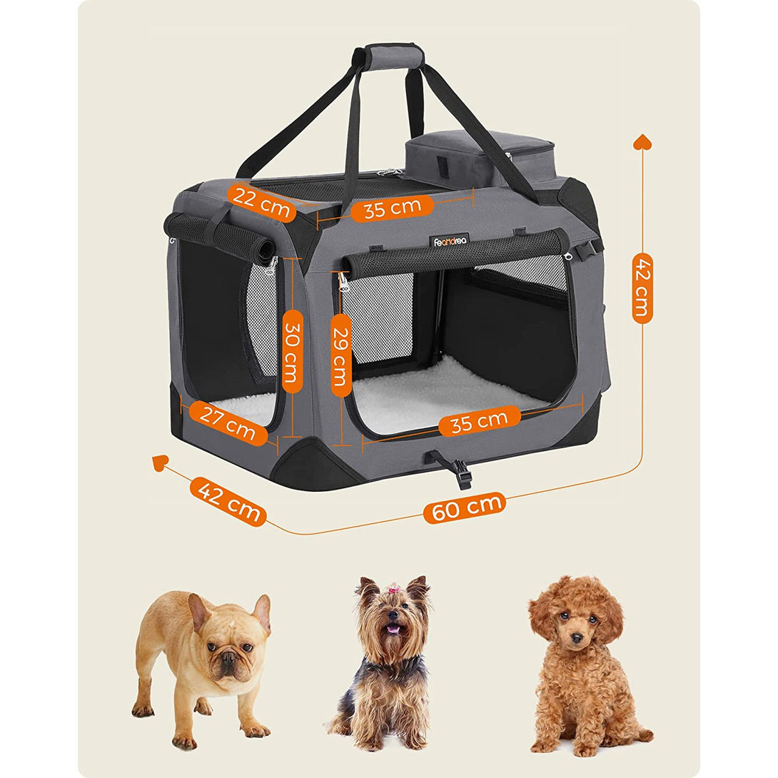 Faltbare Haustiertasche, Hundetransportbox, Grau FEANDREA