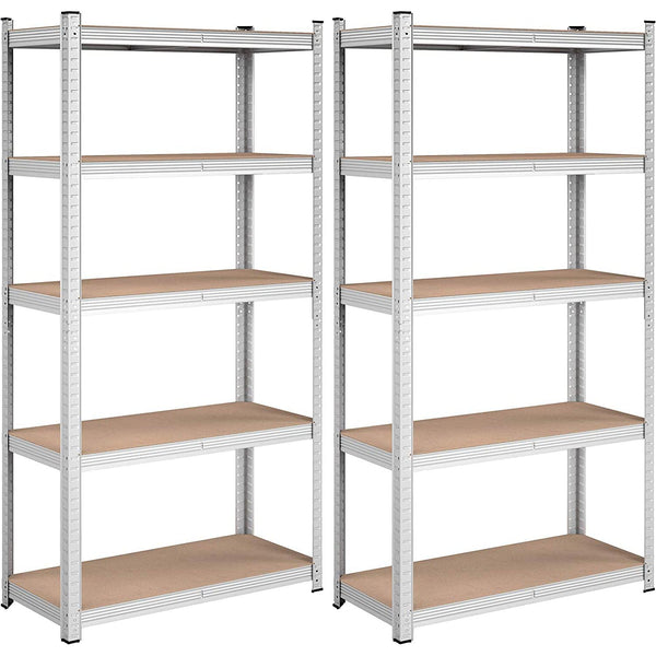 Garagenregal, Lagerregal mit 5 Ebenen, silber
