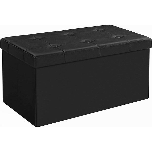 Hocker, klappbare Aufbewahrungsbank, schwarz