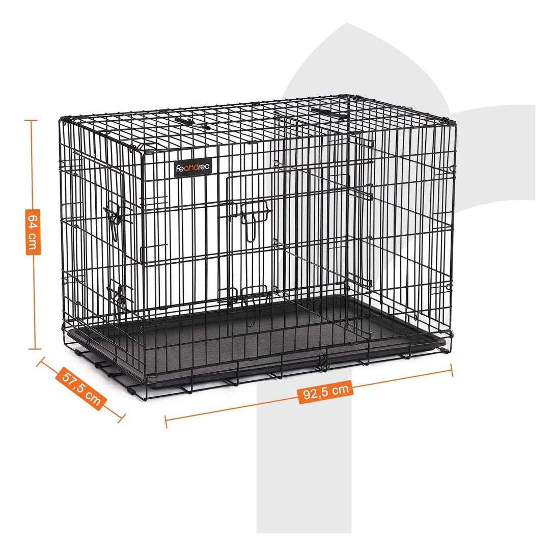 Feandrea Hundekäfig, Hundekäfig mit 2 Türen, Schwarz