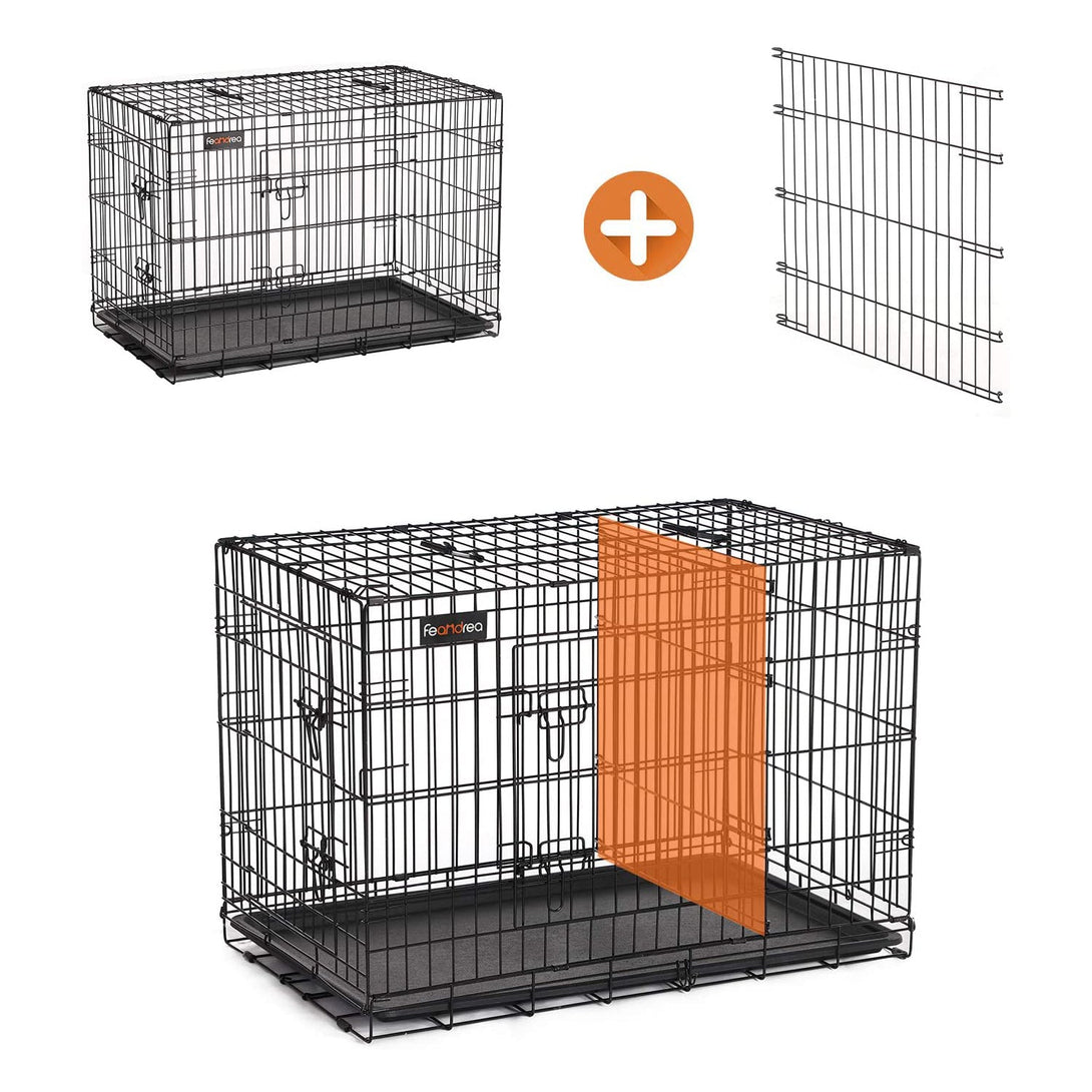 Feandrea Hundekäfig, Hundekäfig mit 2 Türen, Schwarz