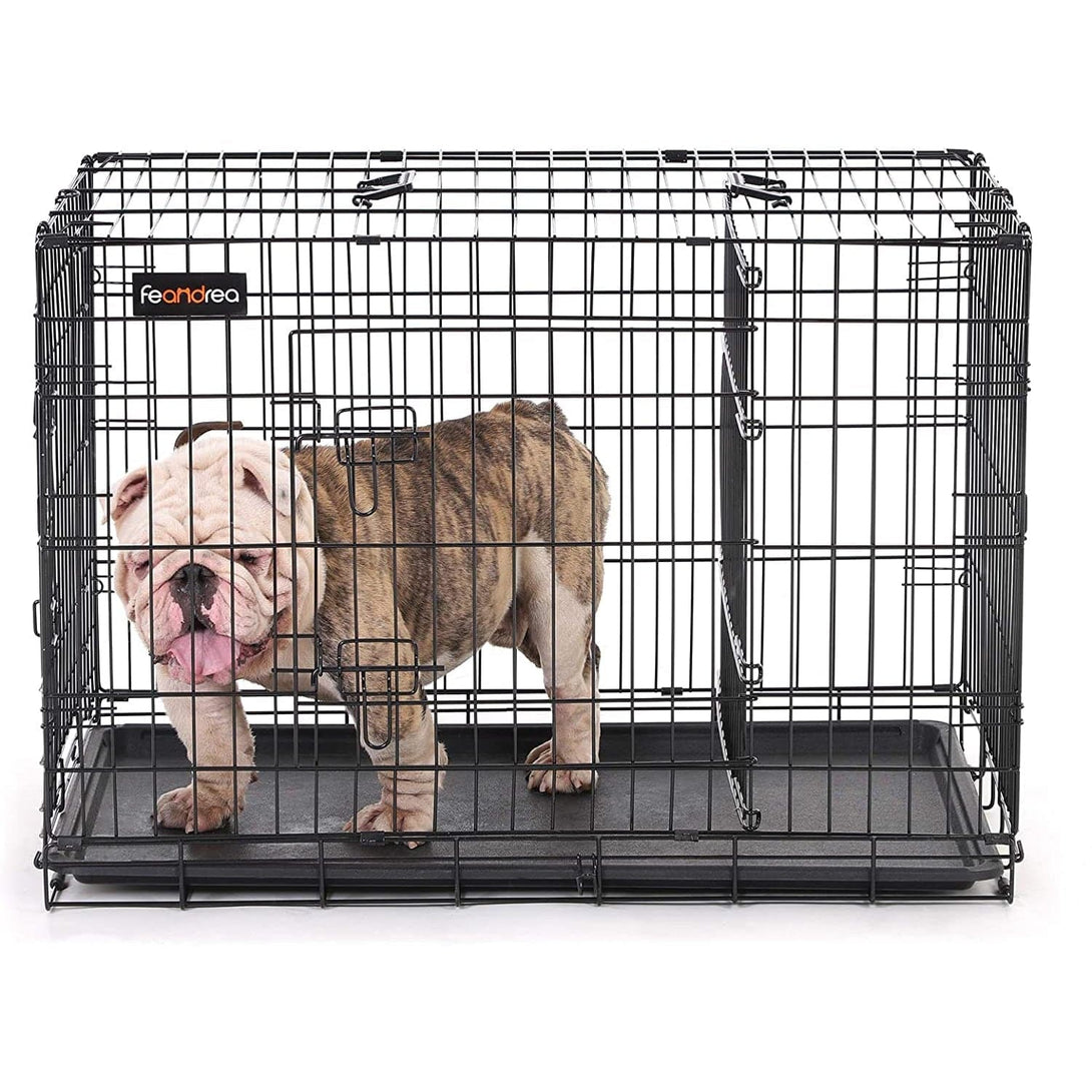Feandrea Hundekäfig, Hundekäfig mit 2 Türen, Schwarz