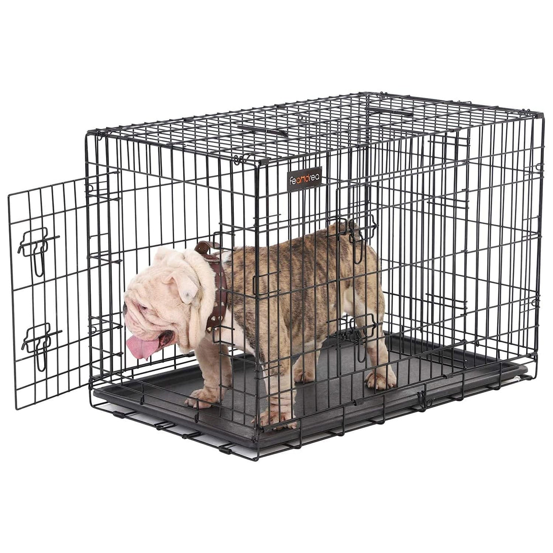 Feandrea Hundekäfig, Hundekäfig mit 2 Türen, Schwarz