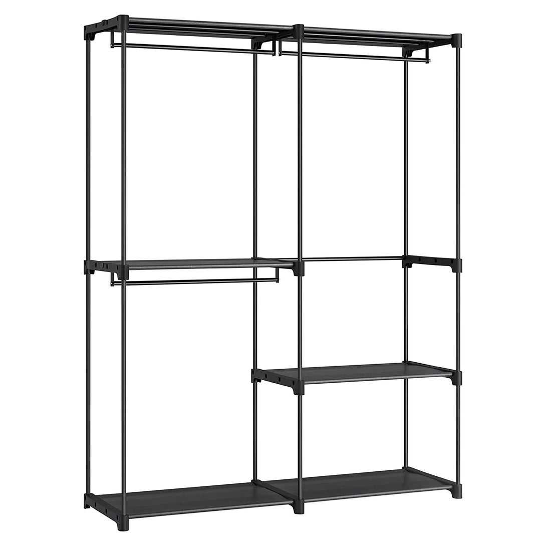 Kleiderschrank, transportabler Kleiderschrank, Kleiderständer, schwarz