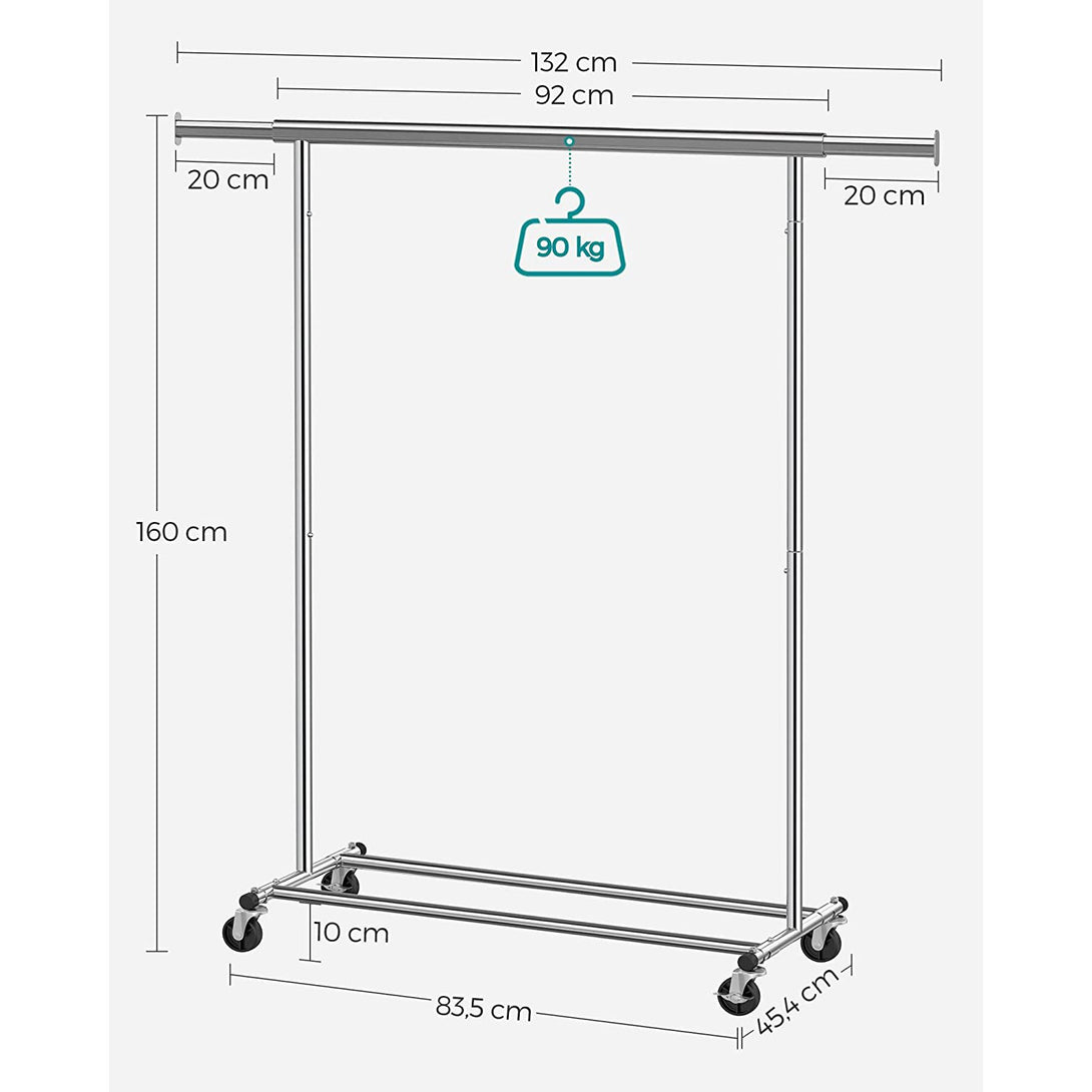 Kleiderständer, Schwerlast-Kleiderständer aus Metall, silber