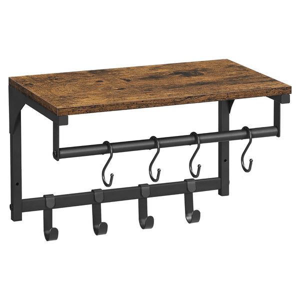 Wandgarderobe, Eingangsmöbel, Ankleidezimmer, rustikales Braun und Schwarz VASAGLE
