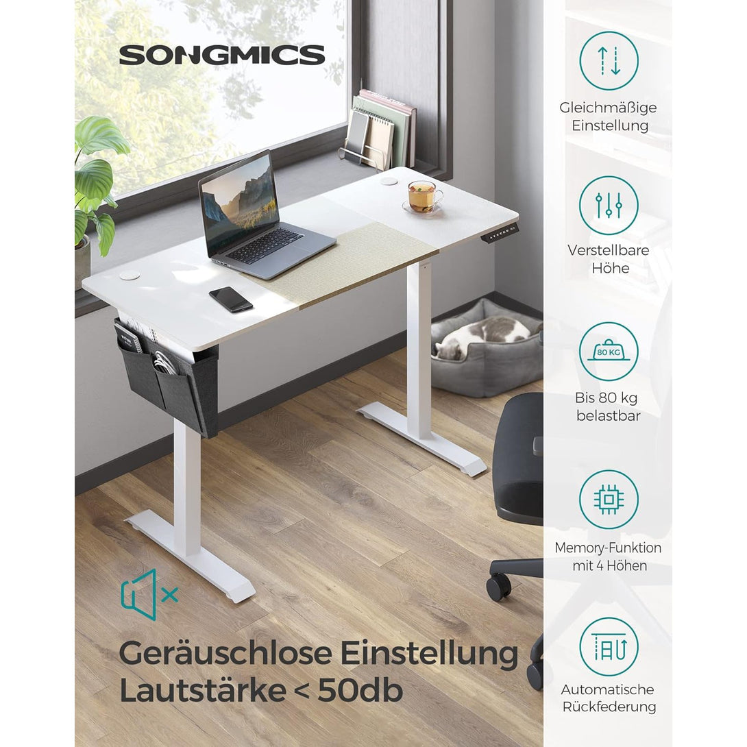 Höhenverstellbarer Schreibtisch elektrisch,basisweiß-beige
