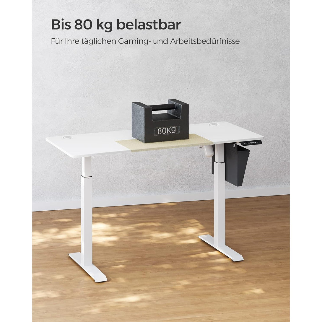 Höhenverstellbarer Schreibtisch elektrisch,basisweiß-beige