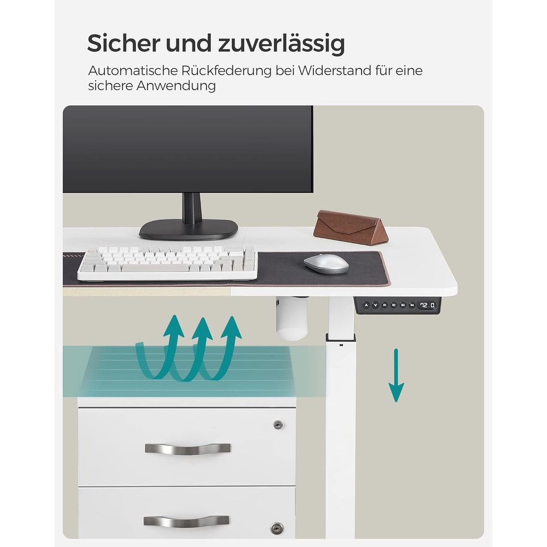 Höhenverstellbarer Schreibtisch elektrisch,basisweiß-beige