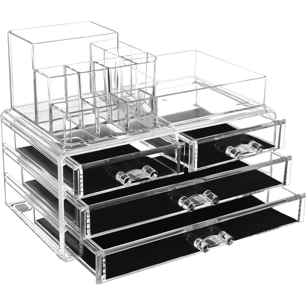 Make-up-Organizer mit Aufbewahrungsbox, Make-up Schubladen,transparent