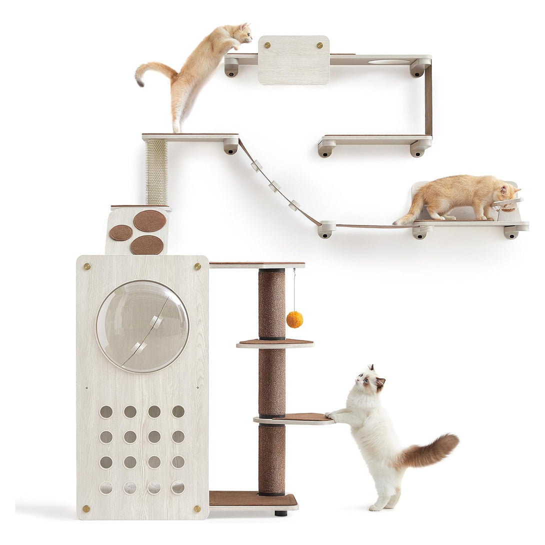 Clickat Katzenbaum, Katzen-Wandregale, Haferflochen-, Kaffebraun, FEANDREA