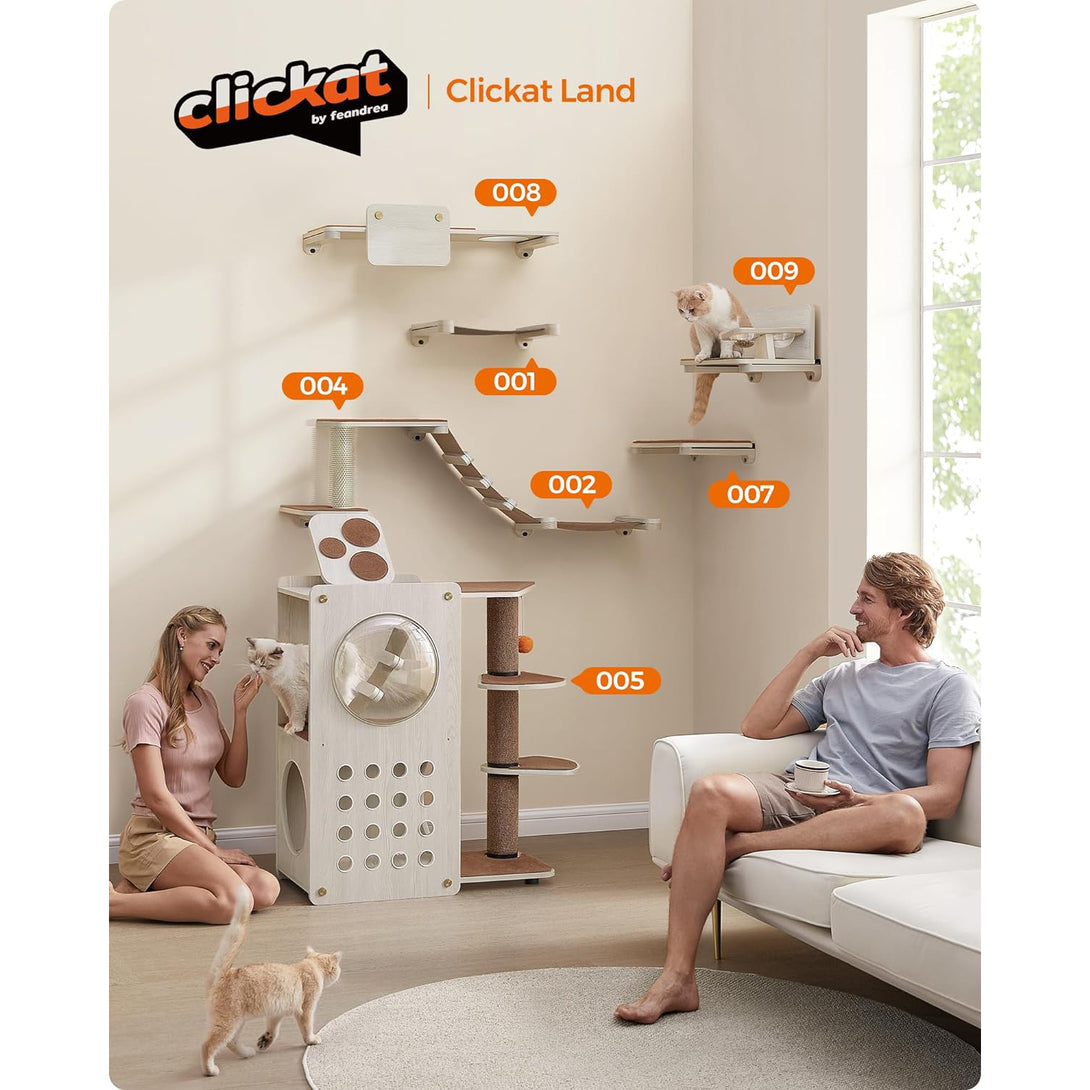 Clickat Katzenbaum, Katzen-Wandregale, Haferflochen-, Kaffebraun, FEANDREA