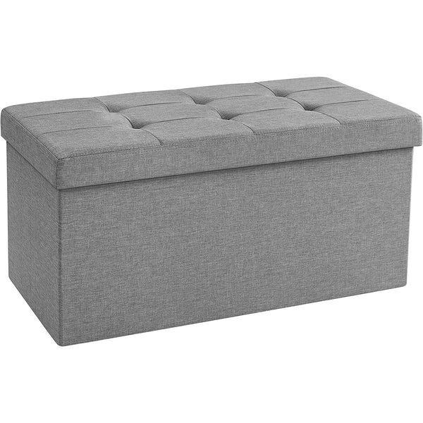 Pouf, Sitzkiste, Aufbewahrungsbox, belastbar bis 300 kg, hellgrau