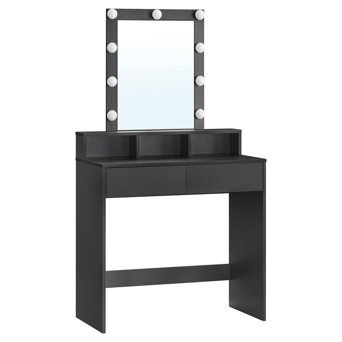 Schminktisch mit LED-Beleuchtung, einstellbare Helligkeit, modern, schwarz