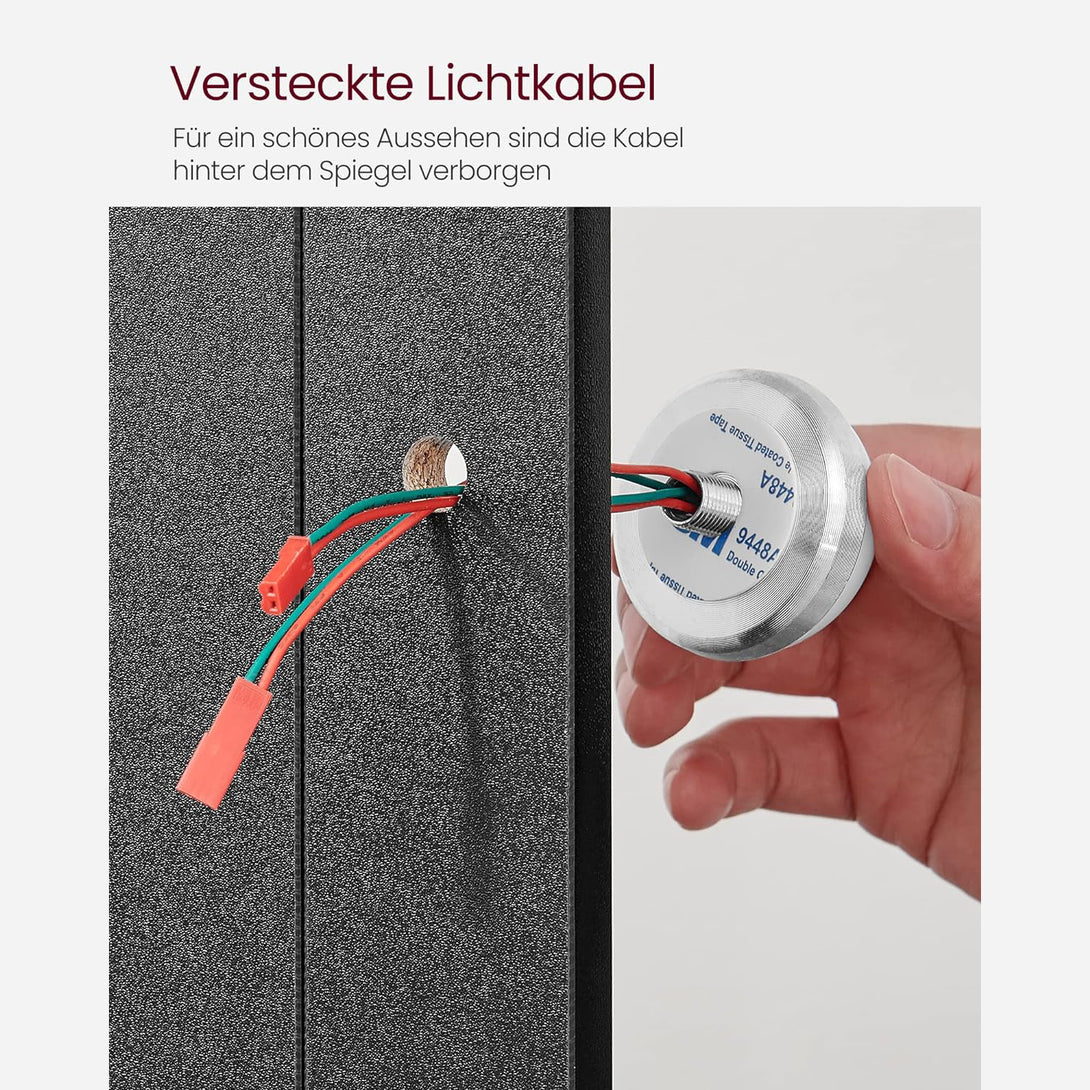 Schminktisch mit LED-Beleuchtung, einstellbare Helligkeit, modern, schwarz