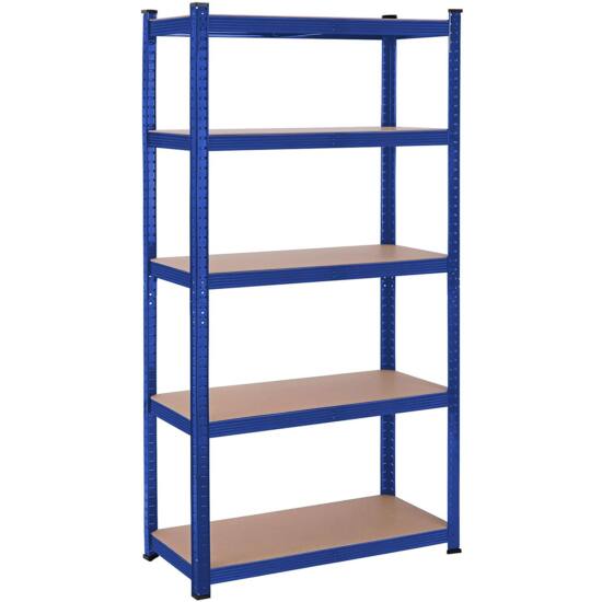 Regal mit 5 Ebenen, Stahlregal zur Aufbewahrung, blau