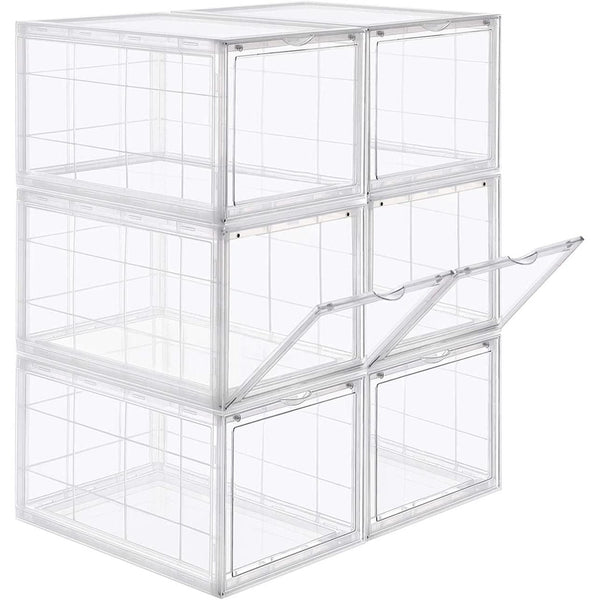 Schuhkarton, 6 stapelbare Schuhorganizer, transparent,