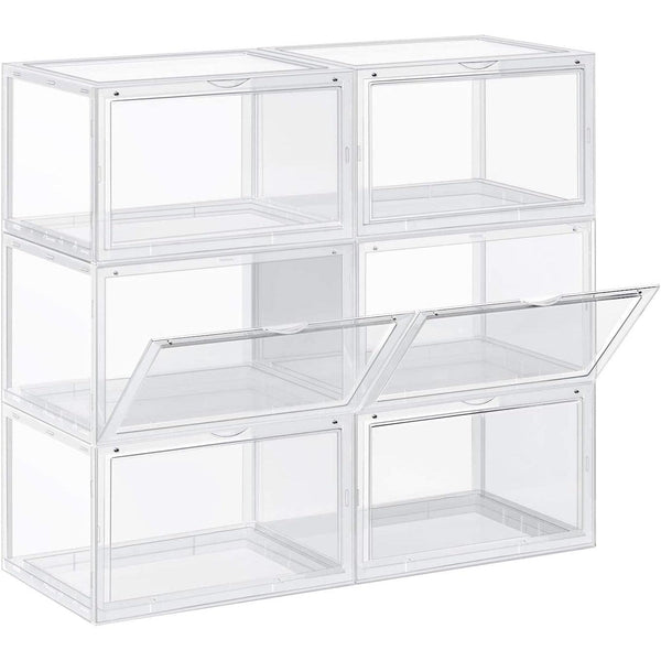 Schuhkartons, 6 stapelbare Schuhorganizer, transparent