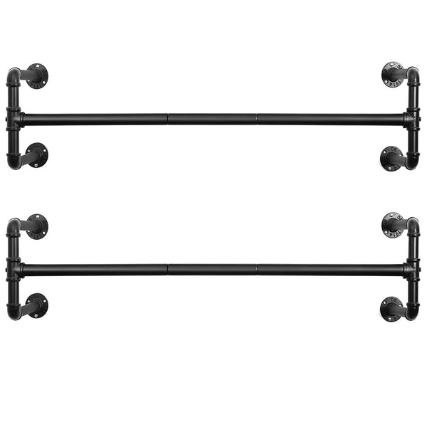 Wandgarderobe, Industrie-Kleiderbügel 2er-Set, schwarz