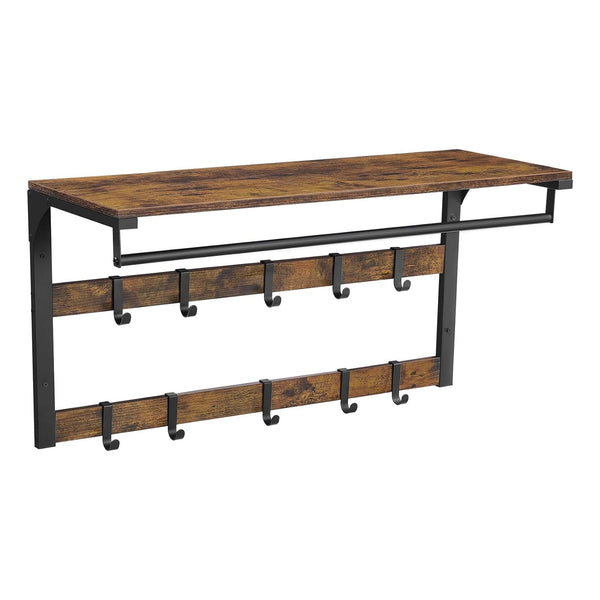Wandgarderobe, mit Ablage, Hängeregal, vintagebraun- vintagebraun, schwarz