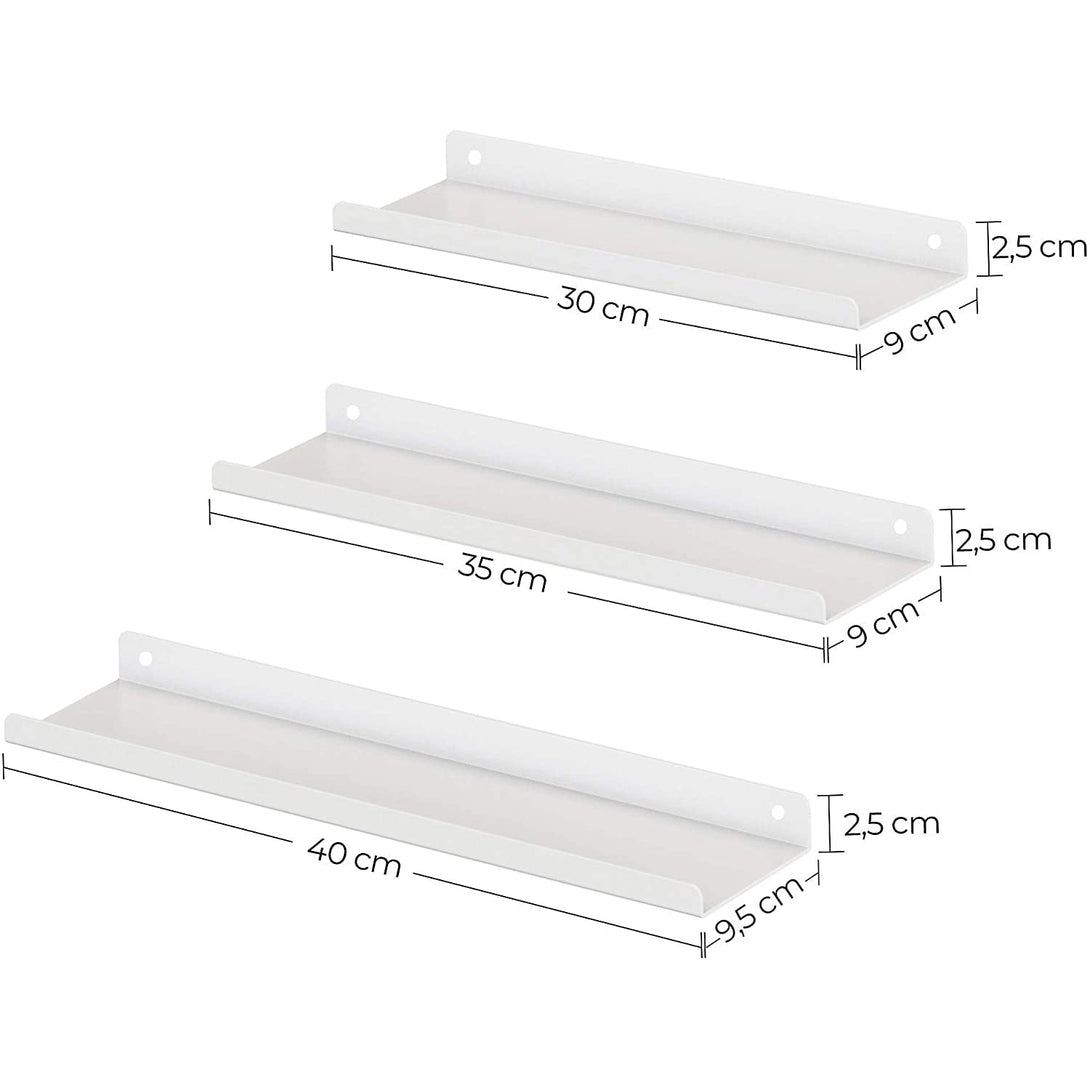 Wandregale aus Metall, 3er-Set schwebende Regale, weiß