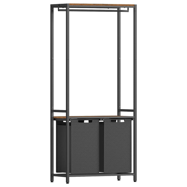 Wäschekorb mit Garderobenständer, vintagebraun-klassikschwarz