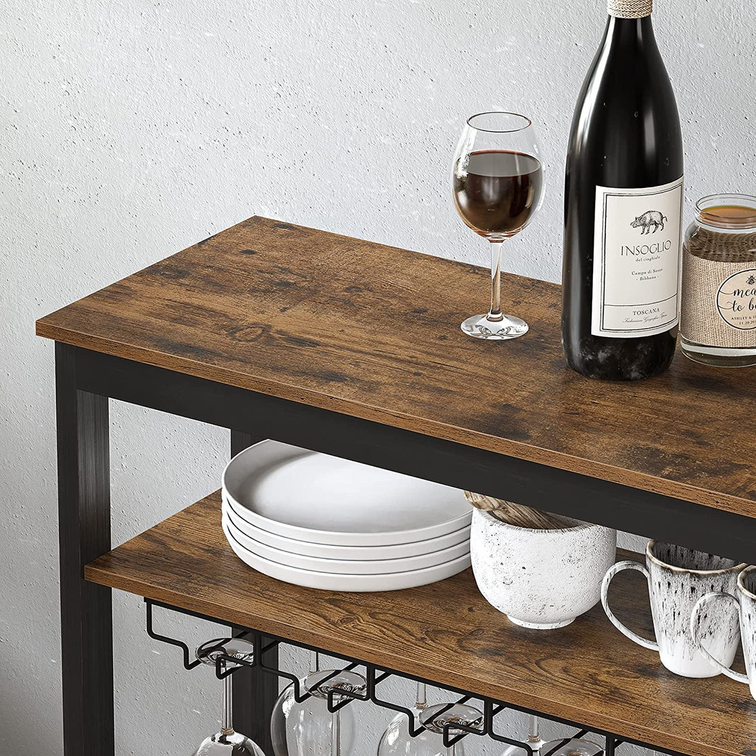 Weinregal für 24 Flaschen mit Glashalter, 66 x 100 x 30 cm, rustikal braun