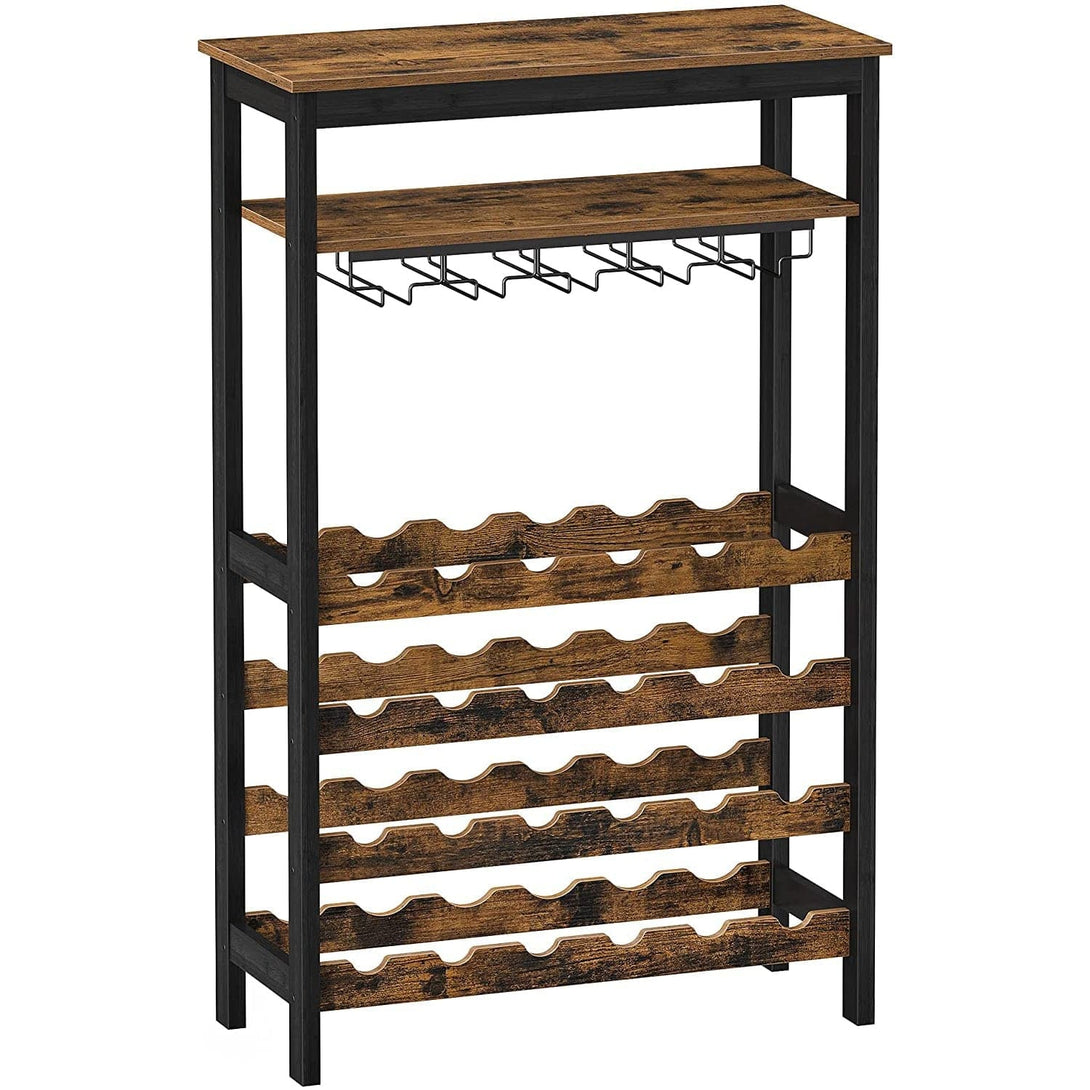 Weinregal für 24 Flaschen mit Glashalter, 66 x 100 x 30 cm, rustikal braun